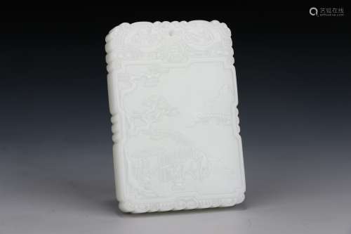 A Hetian Jade Tablet with Character Story Design        in the seventeenth century