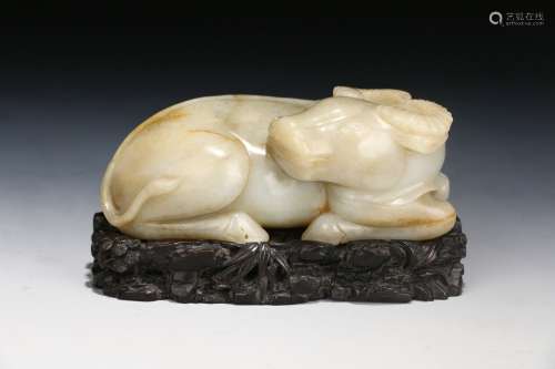A Hetian Jade Cattle Ornament     in the seventeenth century