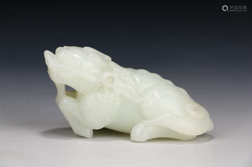 A Hetian Jade Beast Ornament in the seventeenth century