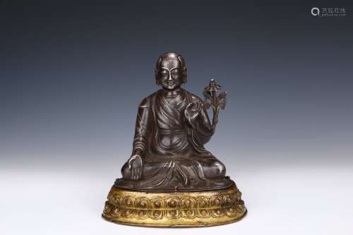 A Pure-Silver  Statue of A Buddhist Master in the eighteenth century