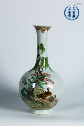 A Famille Rose and Enamel Vase in the seventeenth century