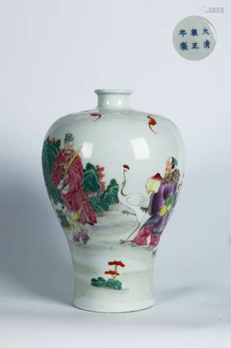 A Famille Rose Vase with Figure Painting    in the seventeenth century