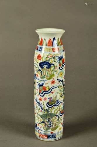 Old Collection    A Multicolored Elephant  Leg Shaped Vase