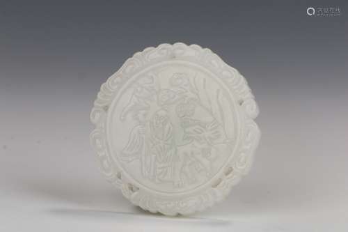 A White Jade Tablet with Character  Design in the seventeenth century