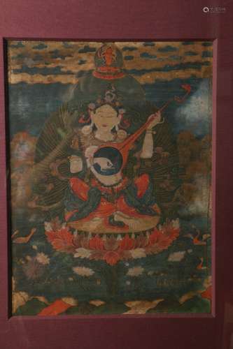 A Sarasvati Thangka in the seventeenth century