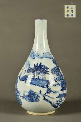 A Blue and White Gall-bladder Vase       in the seventeenth century