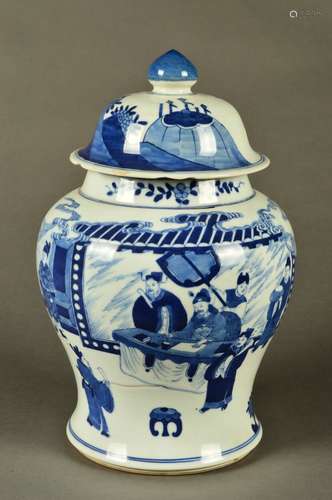 A Blue and White Pot with Character Story Design during Xuande reign    in the seventeenth century