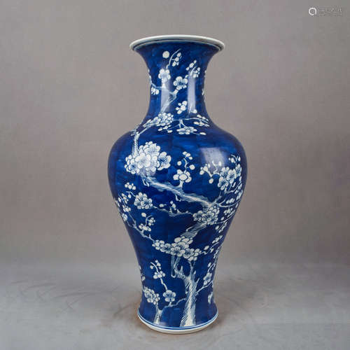 A Chinese Blue Ground Plum Blossom Pattern Porcelain Vase