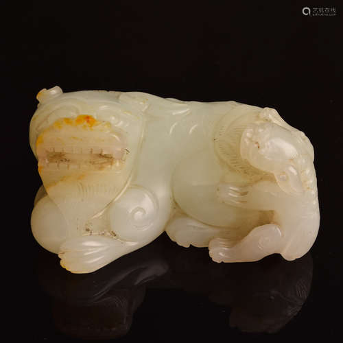 A Chinese Hetian Jade Carved Tiger Ornament