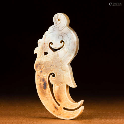 A Chinese Jade Carved Phoenix Ornament