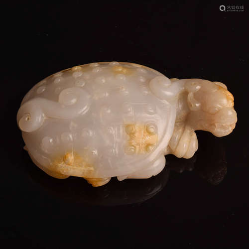 A Chinese Hetian Jade Carved Dragon Turtle Ornament