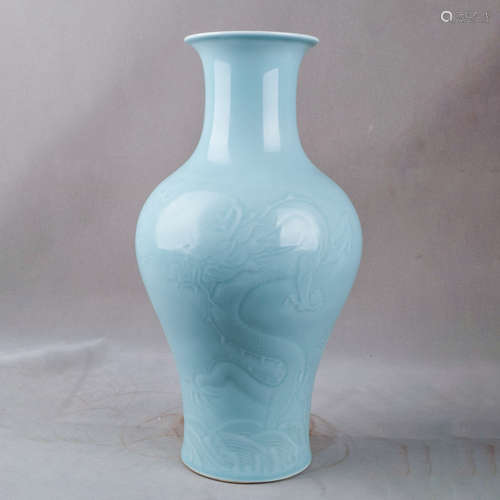 A Chinese Azure Glazed Dragon Pattern Porcelain Vase