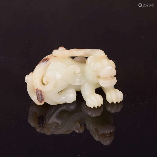 A Chinese Hetian Jade Carved Beast Ornament