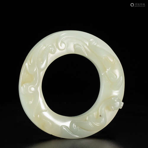 A Chinese Jade Relief Ring