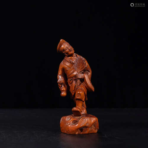 A Chinese Boxwood Carved Statue of Jigong