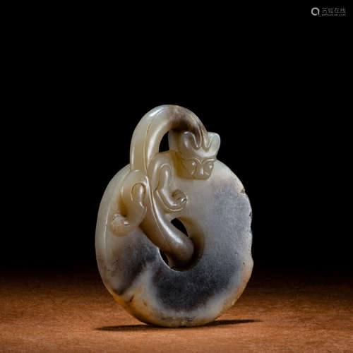 A Chinese Dragon Pattern Jade Bi Ornament