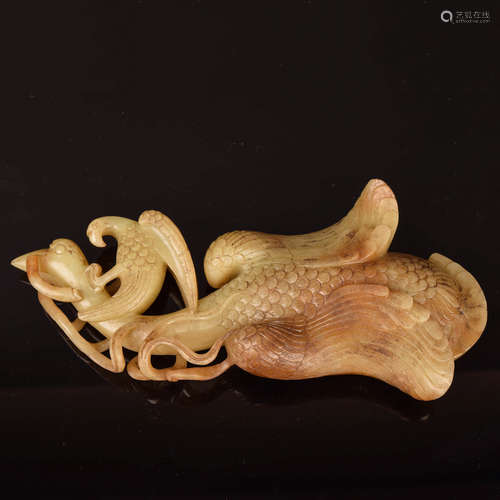 A Chinese Hetian Jade Carved phoenix Ornament