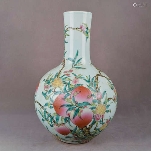 A Chinese Famille Rose Peach Painted Porcelain Jars