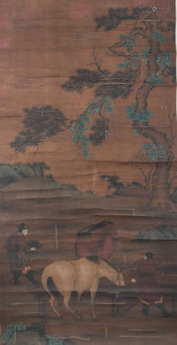 A Chinese Figure and Horse Painting, Zhao Yong Mark