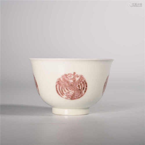 Kangxi of Qing Dynasty            Underglaze red cup