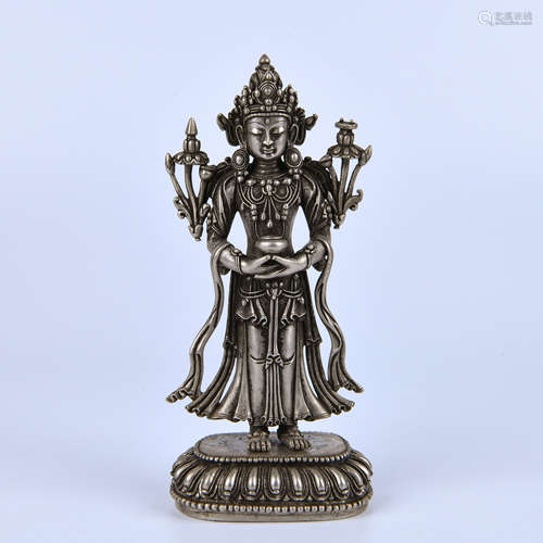 the Ming dynasty            Pure silver Manjusri Bodhisattva