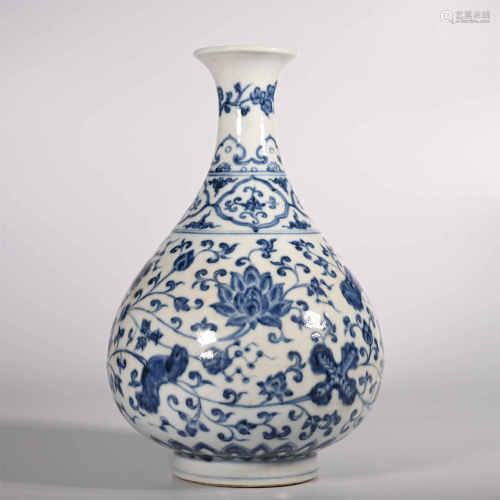 Ming Yongle            Blue and white jade pot spring bottle