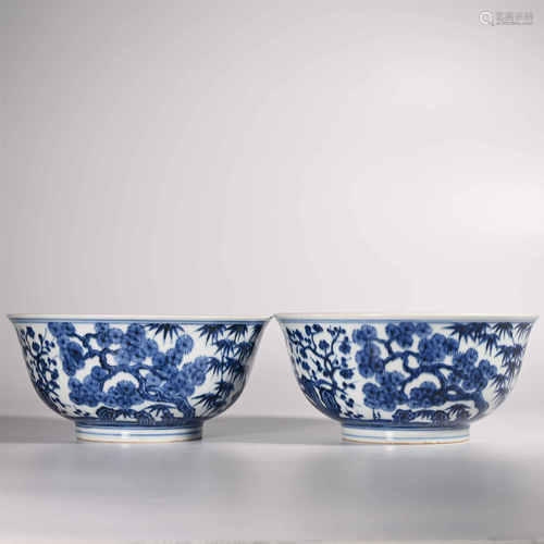 Ming Xuande            A pair of blue and white bowls