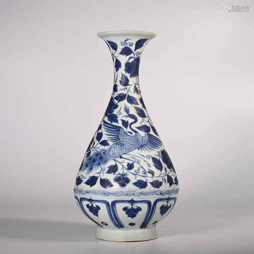 Yuan dynasty            Blue and white jade pot spring bottle