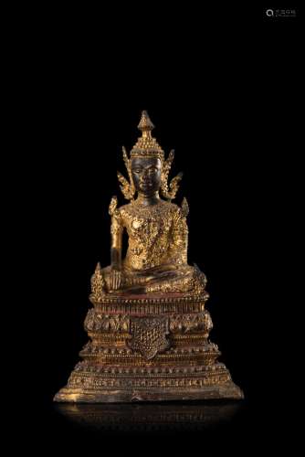 A gilt bronze Buddha Thailand, Rattanakosin period (h. 23 cm.)...