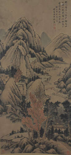 A Chinese Landscape Painting Scroll, Wang Shimin Mark