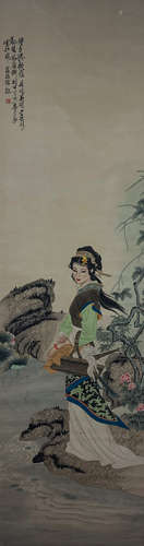 A Chinese Figure Painting Scroll, Xu Cao Mark