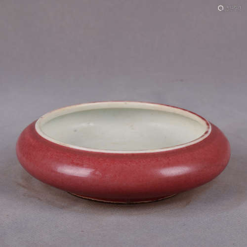 A Chinese Altar Red Glazed Porcelain Brush Washer