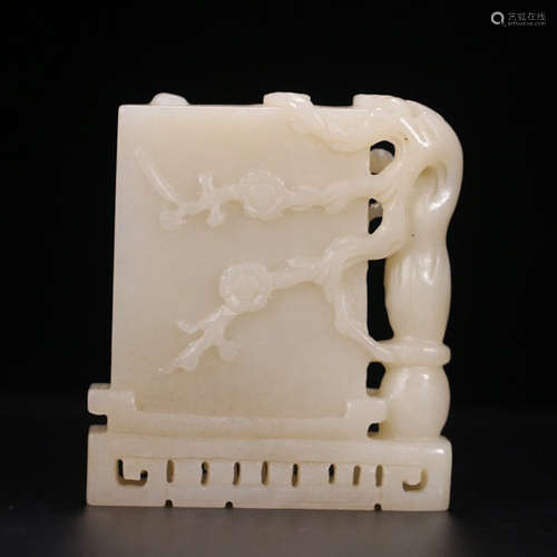 A Chinese Plum Blossom Pattern Hetian Jade Ornament