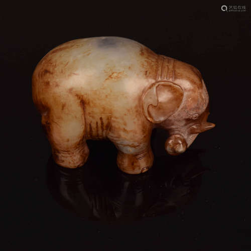 A Chinese Hetian Jade Carved Elephant Ornament