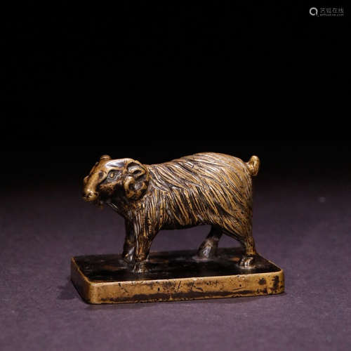 A Chinese Sheep Handle Copper Seal