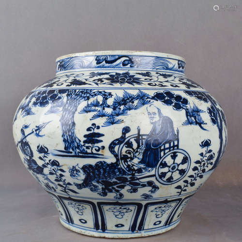 A Chinese Blue and White Painted Porcelain Jar