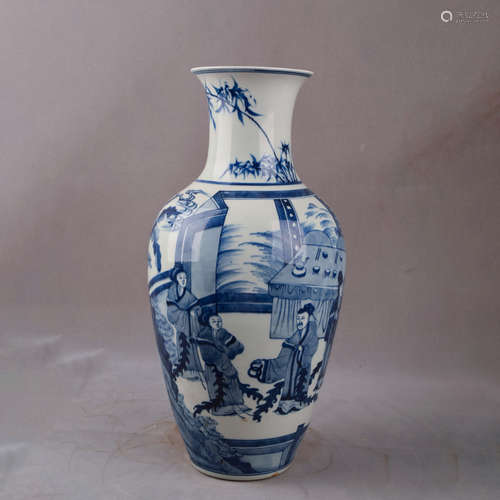 A Chinese Blue and White Figure Painted Porcelain Vase