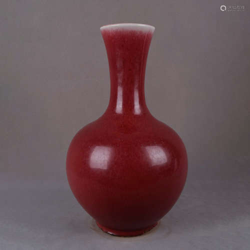 A Chinese Altar Red Glazed Porcelain Vase