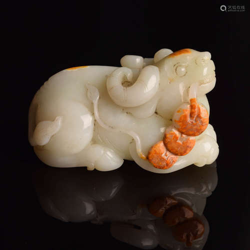 A Chinese Jade Carved Ox Ornament