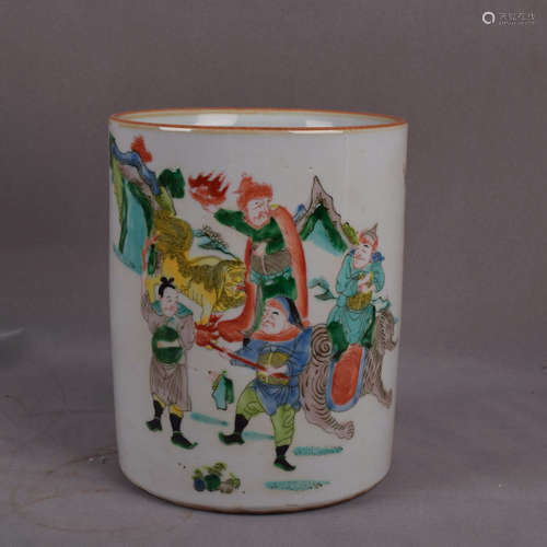 A Chinese Famille Verte Figure Painted Porcelain Vase