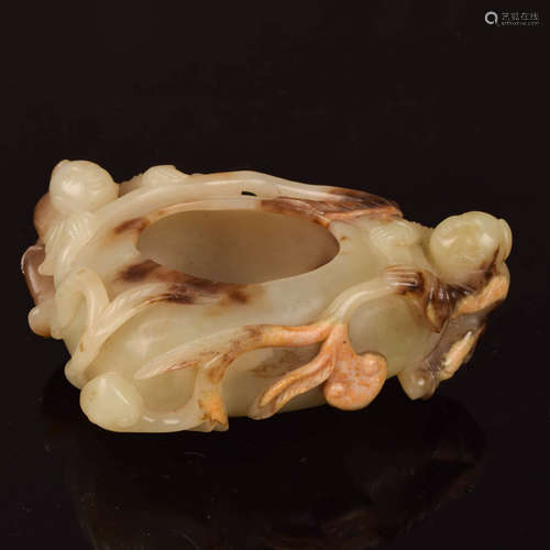 A Chinese Figure Carved Hetian Jade Brush Washer