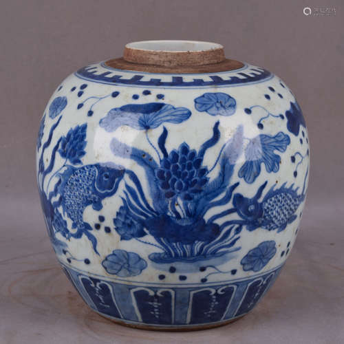 A Chinese Blue and White Painted Porcelain Jar