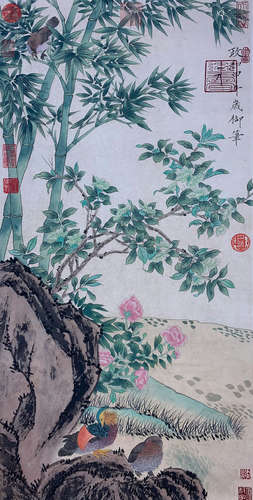 A Chinese Flower&bird Painting Scroll, Song Huizong Mark