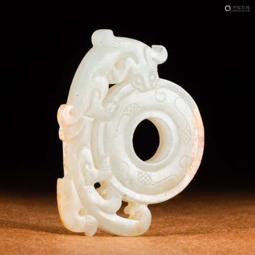 A Chinese Dragon Shaped Jade Pendant