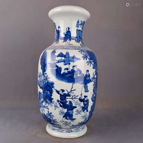 A Chinese Blue and White Figure Painted Porcelain Vase