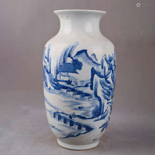 A Chinese Blue and White Figure Painted Porcelain Vase