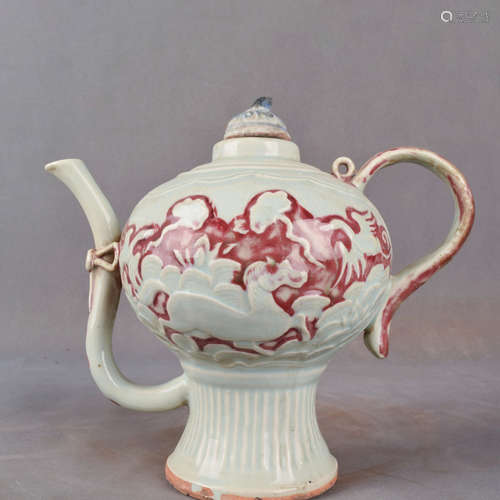 A Chinese Underglazed Red Porcelain Wine Pot