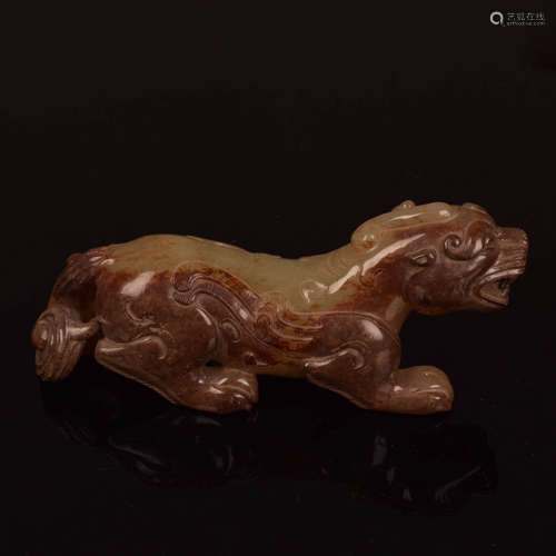 A Chinese Hetian Jade Carved Beast Ornament