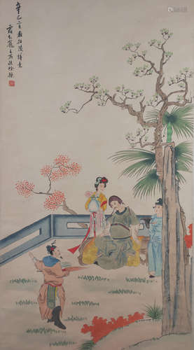 A Chinese Figure Painting Scroll, Xu Cao Mark