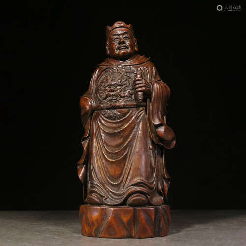 A Chinese Bamboo Carved Figure Statue of Zheng Banqiao